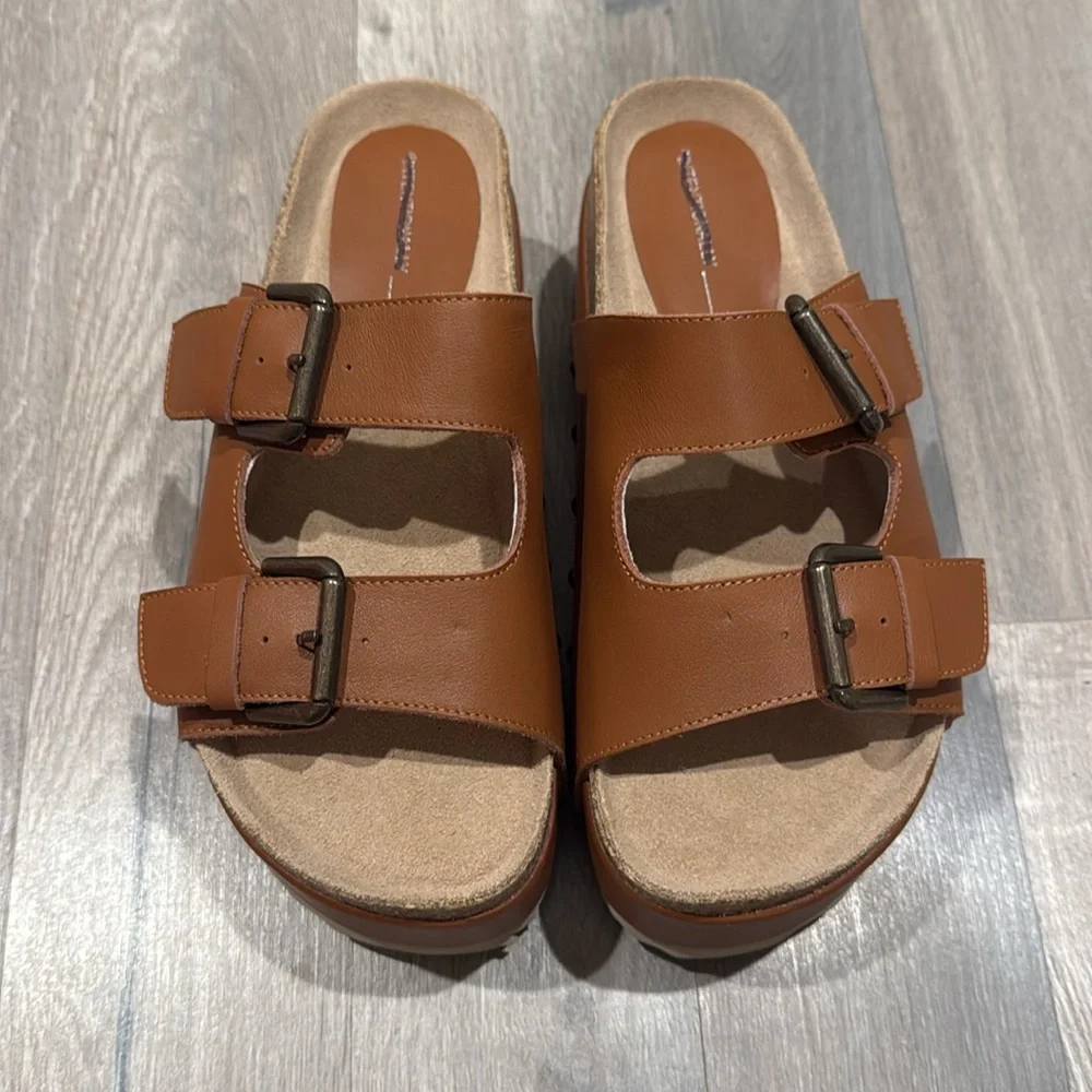 FREE PEOPLE INTENTIONALLY COOPER-2 LEATHER PLATFORM SANDAL - Picture 8 of 10